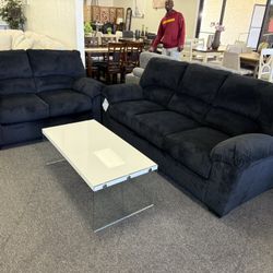 Ashley Black Corduroy Sofa And Loveseat 