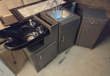 Salon Items Shampoo Bowl and Chair Wash Station and rolling Cabinet