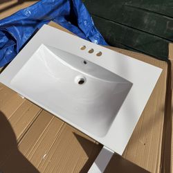 30 Inch Vanity Top Sink In White