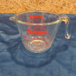 VINTAGE PYREX RED LETTERING GLASS 1 CUP MEASURING CUP