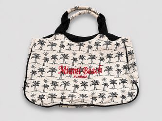 Miami Beach Florida Palm Tree Canvas Tote Bag Large Travel Beach Carryall