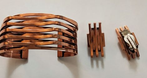 Art Deco,Renoir polished copper cuff bracelet