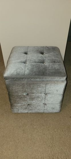 Silver Storage Ottoman