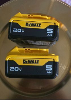 two DEWALT 20V MAX 5.0Ah Lithium-Ion Batteries (DCB205)