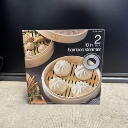 MIU 10" 2-tier bamboo steamer basket.