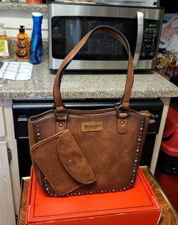 Wrangler Brown, Sliver Accented Western Shoulder Bag With Wallet 