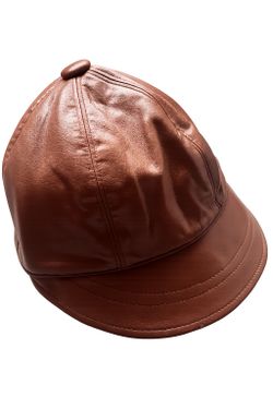 Brown Faux Leather Cabbie Cap Hat
