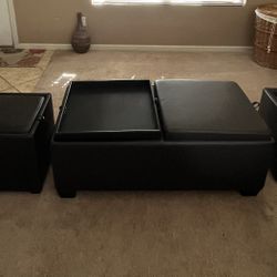 1 faux Leather Coffee table And 2 End Tables