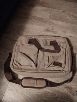 Brown and tan laptop bag