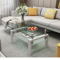 New Double Glass Metal Coffee Table 