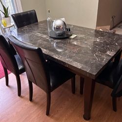 Elegant Marble-Top Dining Table – Seats 6 – $150 OBO - MOVING - Must Sell! 