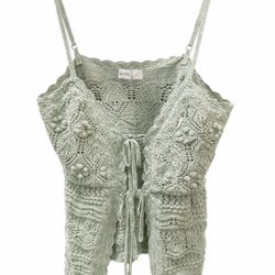 Sage Green Crochet Hollister Tank Women’s Medium