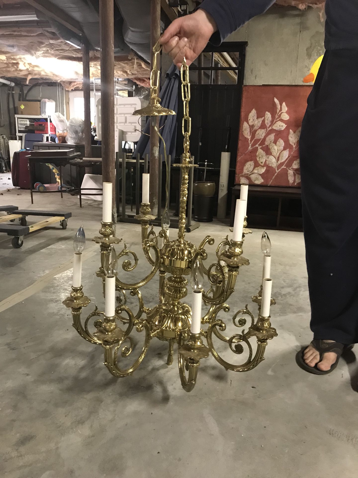 Gold ornate chandelier