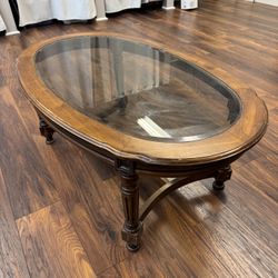Oval Glass Coffee Table 
