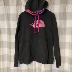 North Face Sweatshirt Womens Size XL Black Pink Hoodie Sweater Fleece Logo