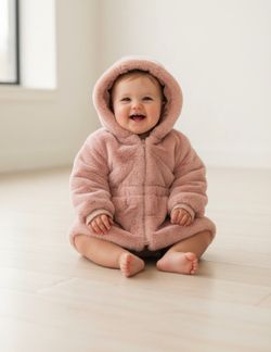 Baby pink faux fur baby coat 12-18 months old