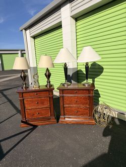 2 Night Stand Set With 3 Lamp Set + Chandelier And Art Peace