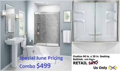 bathtub or shower glasss door combo kit ON SALE see Description PRICE