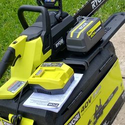 New RYOBI 40V HP Brushless 20 in. Battery Chainsaw with 8.0 Ah Battery and Rapid Charger