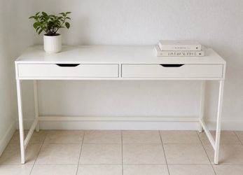 Modern White Desk with Cable Management 🔥