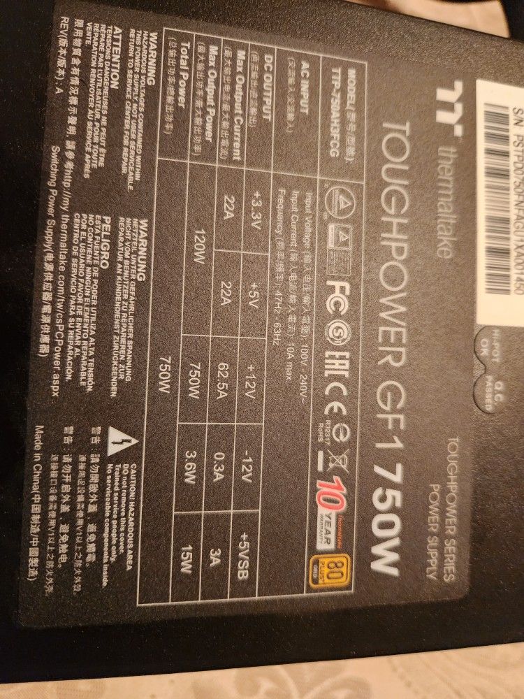 Thermaltake 750w Power Supply