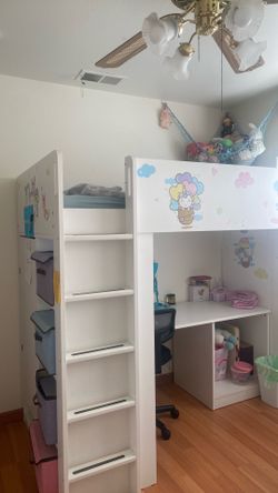IKEA Loft bed frame, desk and storage, white, Twin