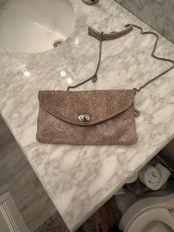 Beige Leather Clutch