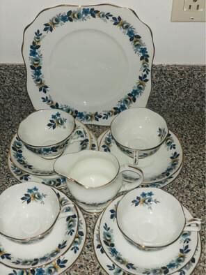 VintageSet of Glendale bone china cups and plates.