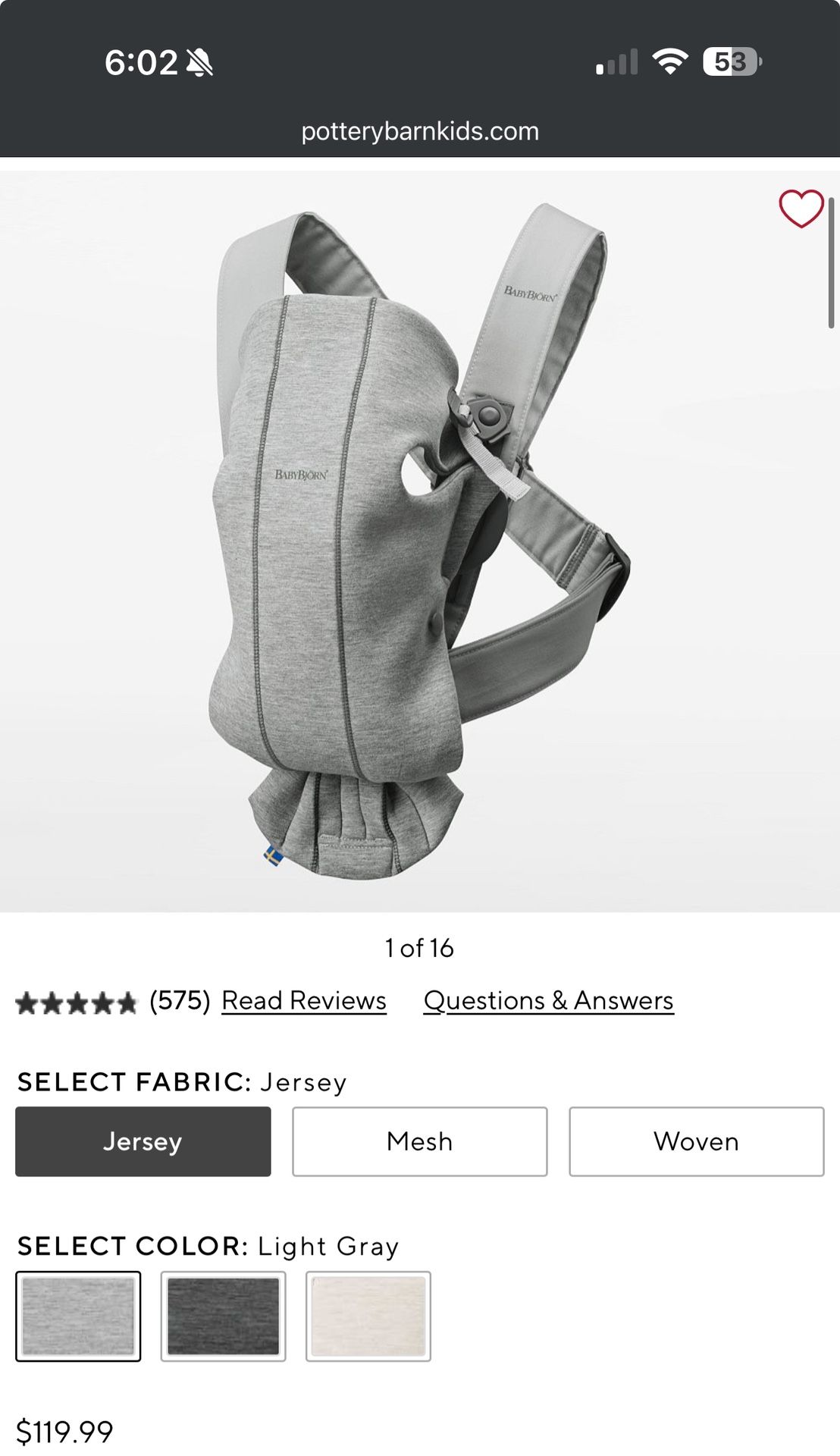 Baby Bjorn baby carrier - mini- jersey gray