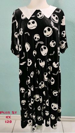 Torrid Disney Nightmare Before Christmas Velvet Collared Dress Size 4X Stretch