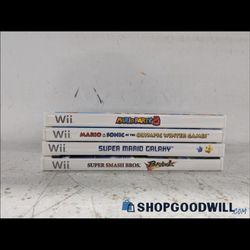 4 Nintendo Wii Games Mario Party 8 Super Smash Bros Brawl Mario Super Mario Galaxy & Sonic