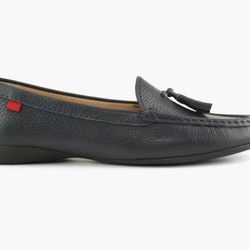 Marc Joseph New York Riviera Tassel Loafers Navy Grainy Women's Shoes,  Size 7M