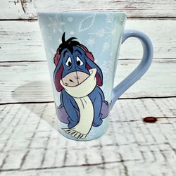 Disney Store Winnie The Pooh Eeyore Coffee Tea Cup Mug Winter Glitter holiday