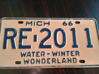 1966 Michigan License Plate Great Condition