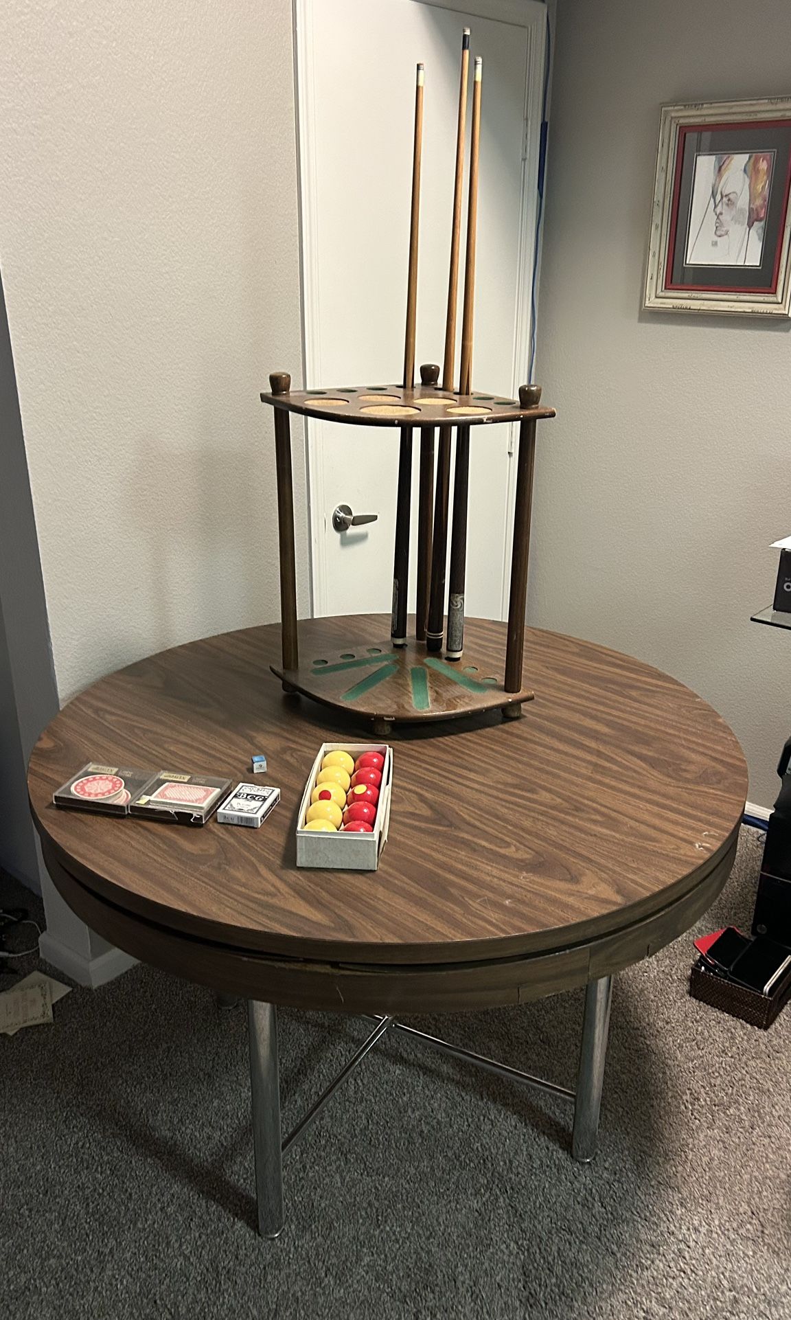 Old Bumper Pool and Poker Table or use as a Kitchen Table - $150 for everything in pic(obo)