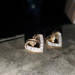 925 Silver And Diamond  Heart Earrings 