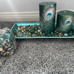 Ashland Peacock Candles Beads And Tray
