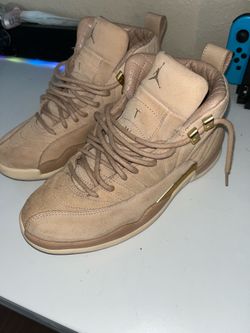 Size 7 tan suede Jordan 12s