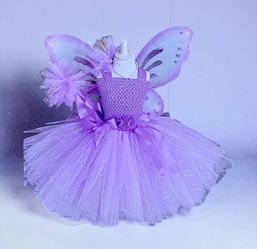 Girls Purple Fairy Tutu Dress with Wings