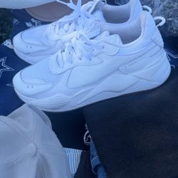 Puma Mens White Leather Running Shoes