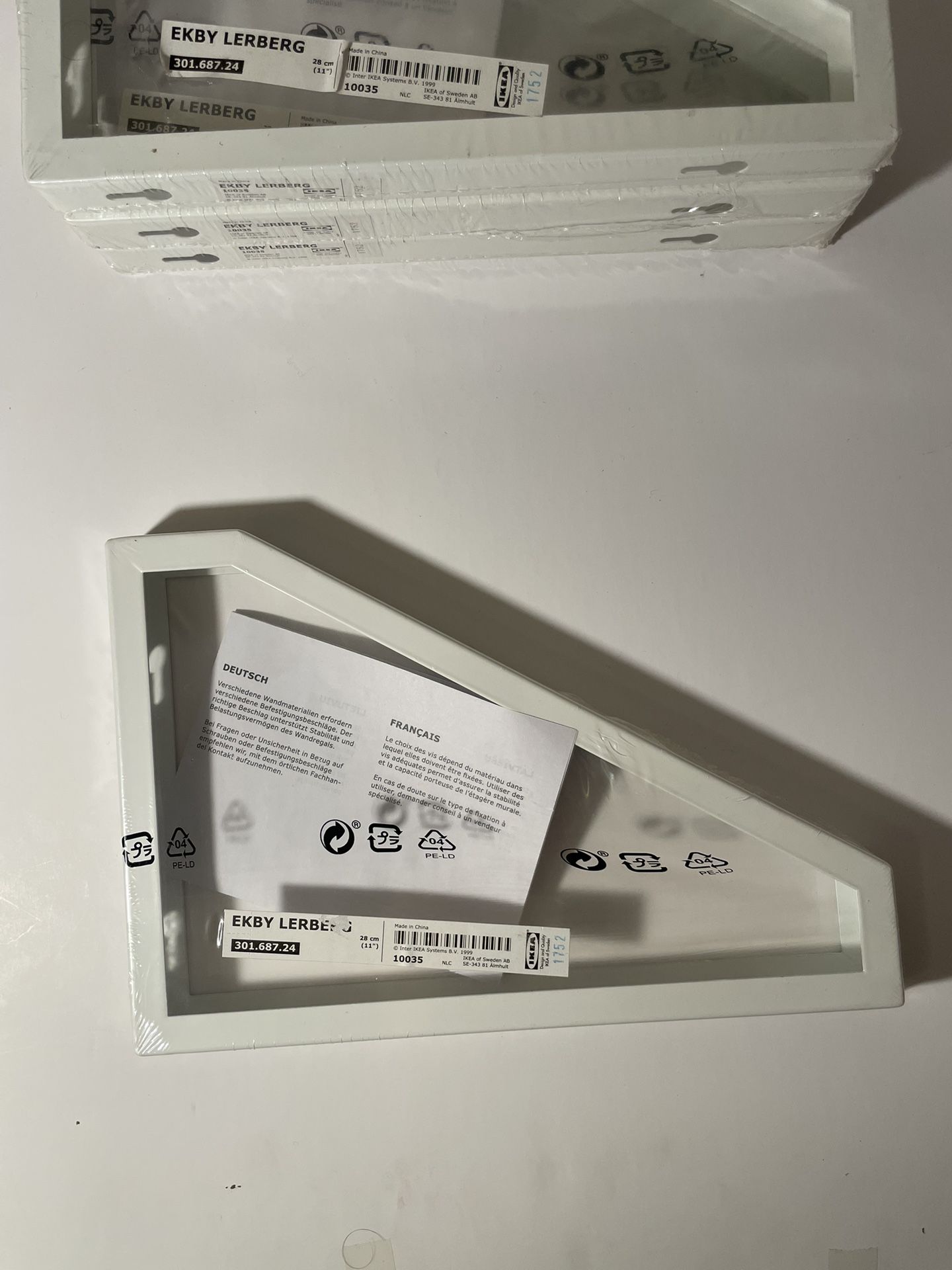 Ikea Ekby Lerberg White Metal Shelf Brackets (Set Of 4) - Discontinued 