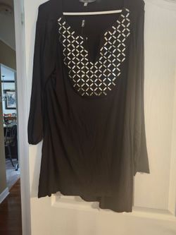 Black Long Sleeve Dress with Mirror Embellishments