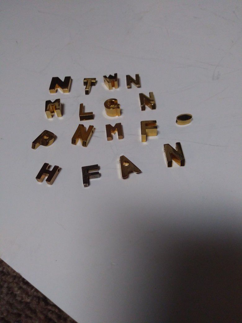 17 Gold Toned Charm Letters
