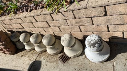 Ten old school cement ball finals, post finials