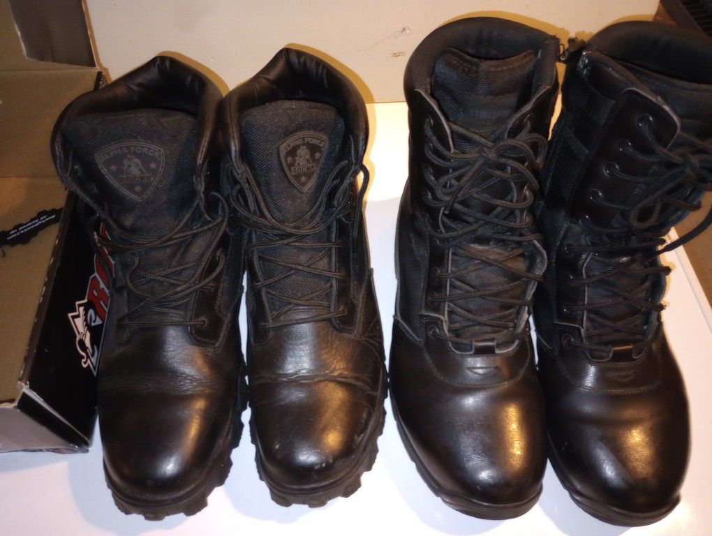 Men's Boots Size 13 One Pair Only Worn For 30 Days And Very Good Condition Both Pair Upper Leathers Bottom Rubber Sole Safety Type Toe Not Steel Toe B