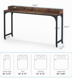Black Overbed Mobile Queen Table/Desk