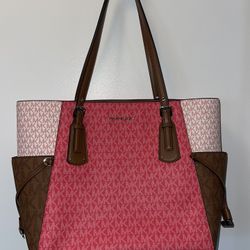 Michael Kors Pink/brown/tan Large Purse