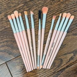 Makeup Brushes, 13-Piece Set, Synthetic, Pink