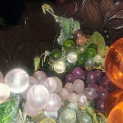 VINTAGE GRAPE CLUSTERS  WTH LEAVES