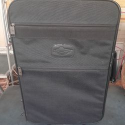 Black Soft Sided Upright Wheeled Suitcase. 
